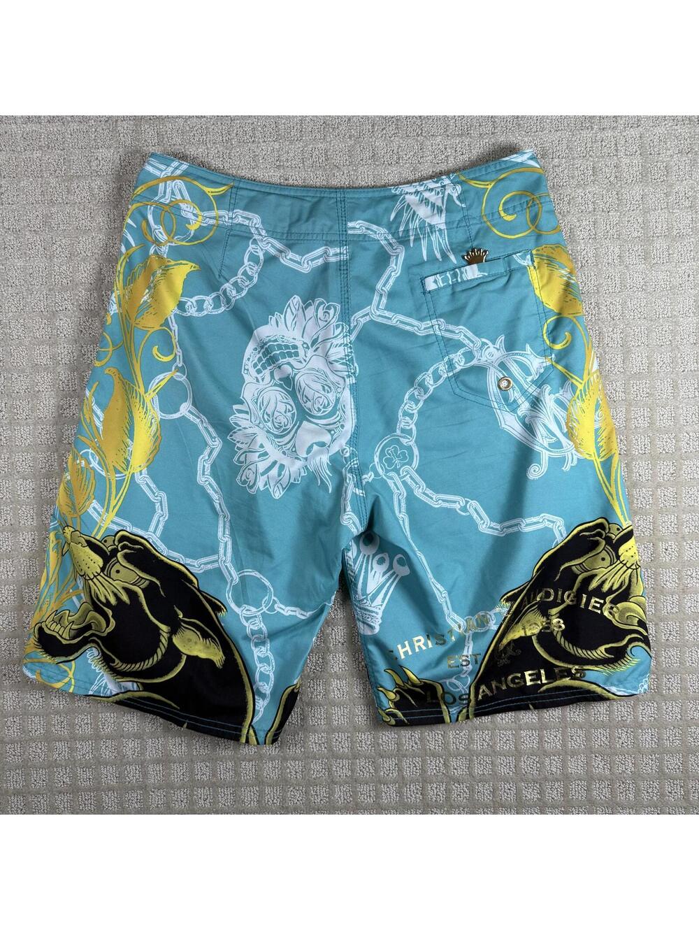 Y2K Christian Audigier Panther Board Shorts 33